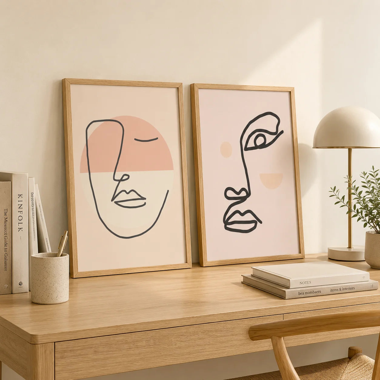 Abstract Women Face Canvas Wall Art | Minimalist Line Poster Canvas Wall Art Peaceful Pleasures Health and Wellness