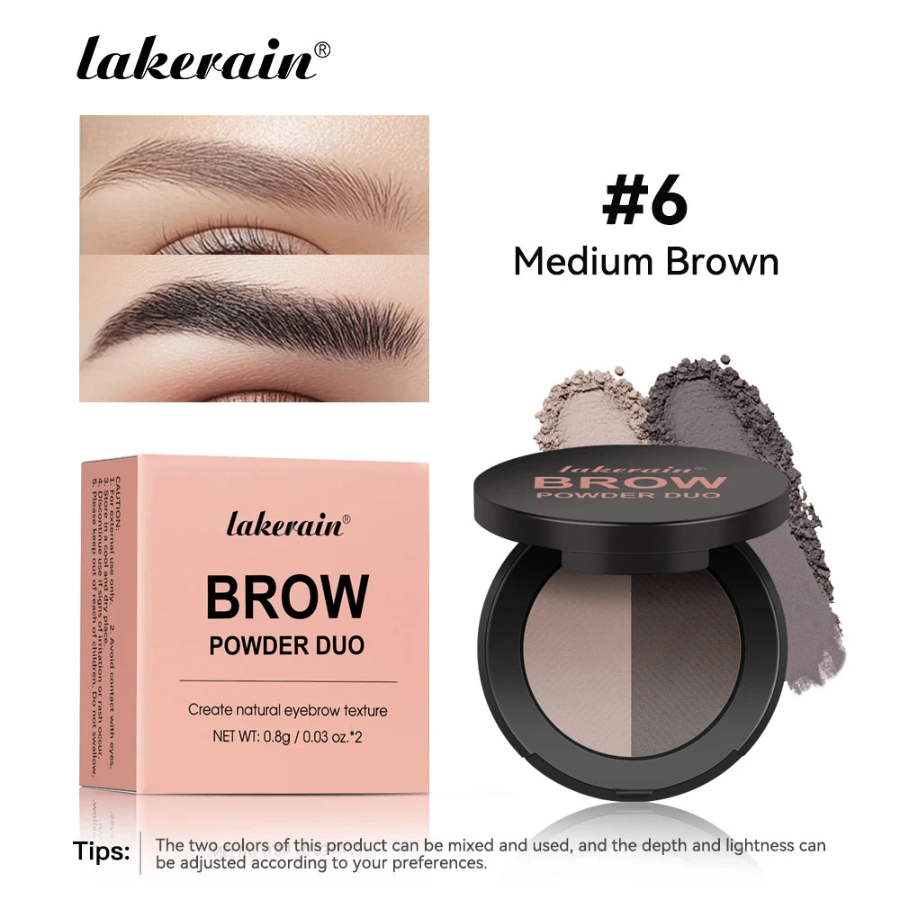 Brow Powder Duo Two-color Eyebrow Powder Design Long-Lasting Natural 3-Dimensional Eyebrow Shape Makeup Fine Powder Cosmetic Peaceful Pleasures Health and Wellness Medium brown