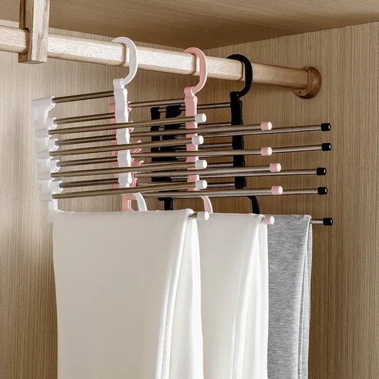 Stainless Steel Folding Pants Hanger | Multi-Layer Closet Organizer Folding Clothes Hanger Oasis Select