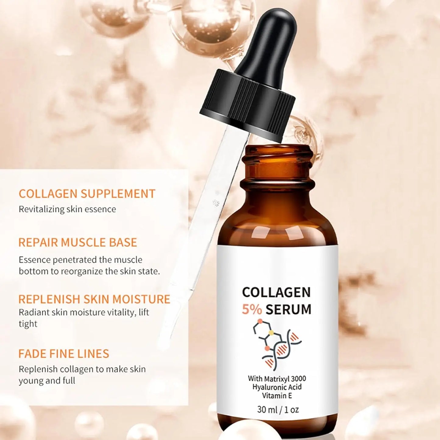 5% Collagen Boost Serum Firming Face Pores Remover Moisturizing Skin Care Products Face Lift Facial Rejuvenation Cream 30ml Peaceful Pleasures Health and Wellness