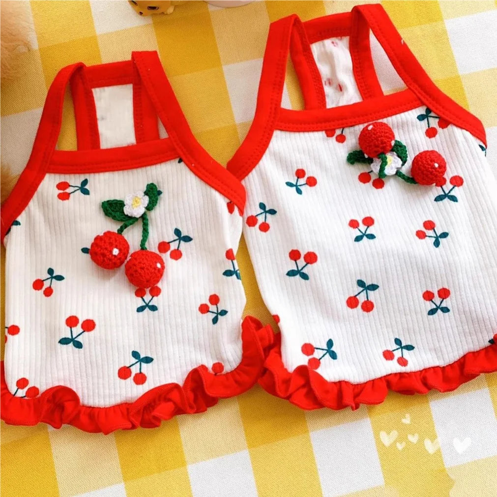 Cute Cherry Pet Vest | Breathable Summer Dog & Cat Clothes