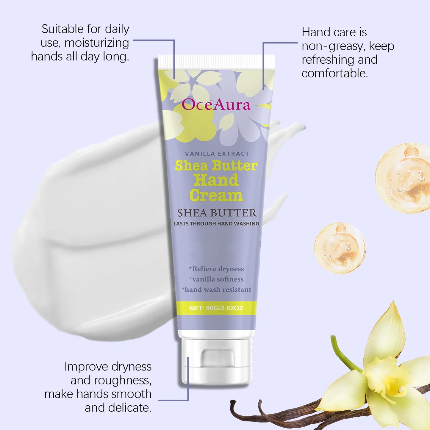 Shea Butter Hand Cream Nourishing Care Deep Hydration Anti Cracking Fast Absorbing Non-Greasy Winter Moisturizing Hand Cream Peaceful Pleasures Health and Wellness