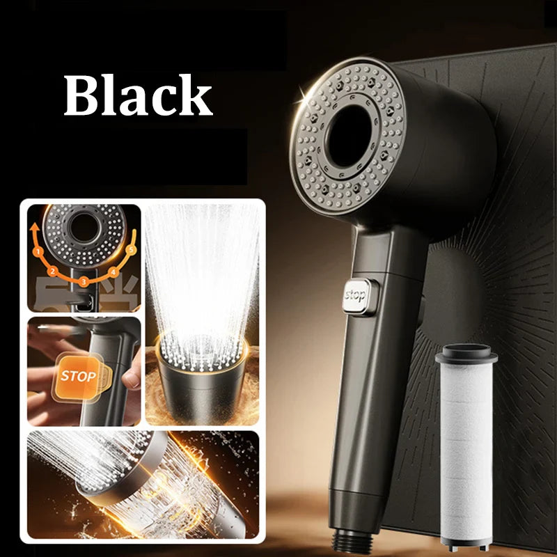5-Speed Filtered Handheld Shower Head Set – Water Saving