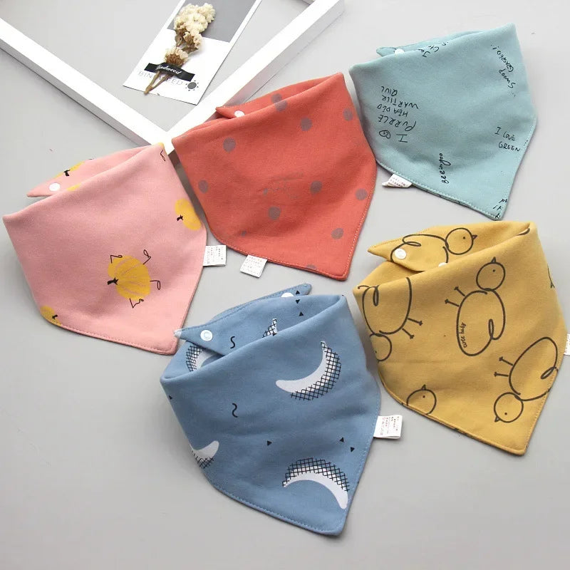 5pcs Pure Cotton Waterproof Bibs Baby Saliva Towel Triangle Scarf Newborn Boys Girls Absorbent Cloth Bib Saliva Scarf Peaceful Pleasures Health and Wellness Pumpkin Moon 5pcs