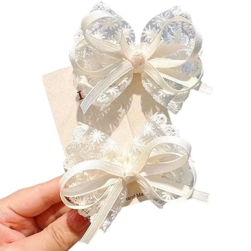 Lace Baby Hair Bows Hairpins – No-Slip Barrettes for Girls 2pc