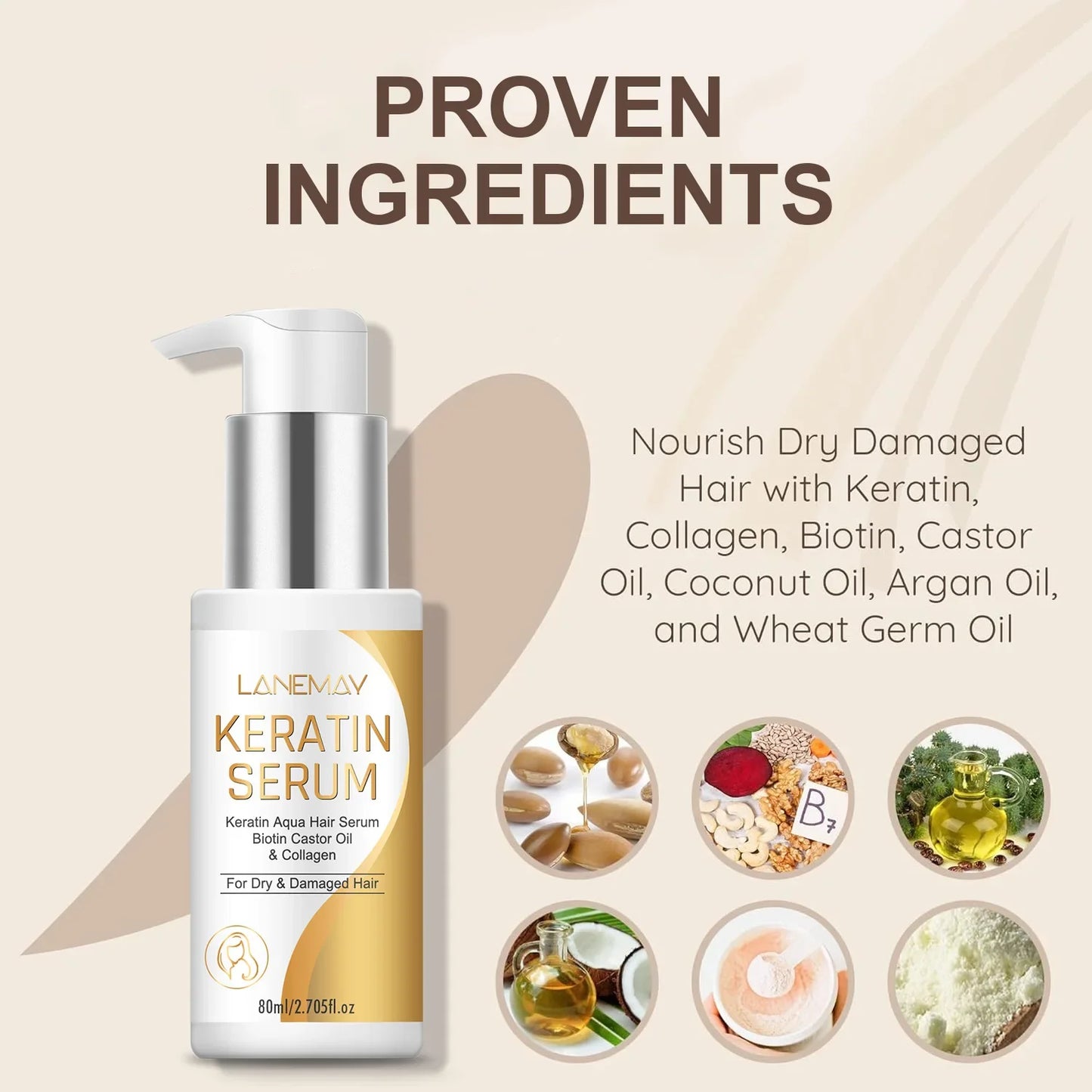 Lanemay Keratin Hair Serum – Moisturizing & Strengthening Essence