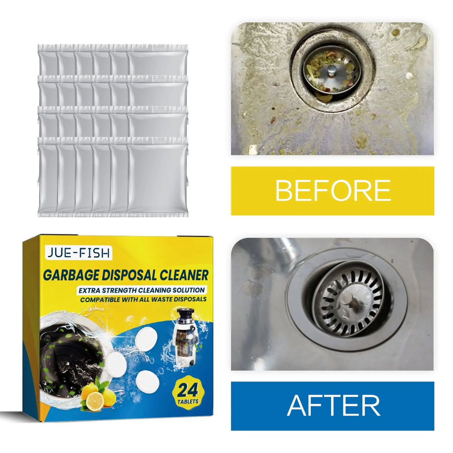 Drain Cleaning Tablets – Sink Cleaner & Deodorizer 24 Pack