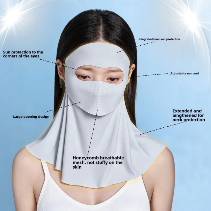 Summer neck and sun protection mask, breathable ice silk mask driving mask UV resistant riding mask men's and women's mask Peaceful Pleasures Health and Wellness