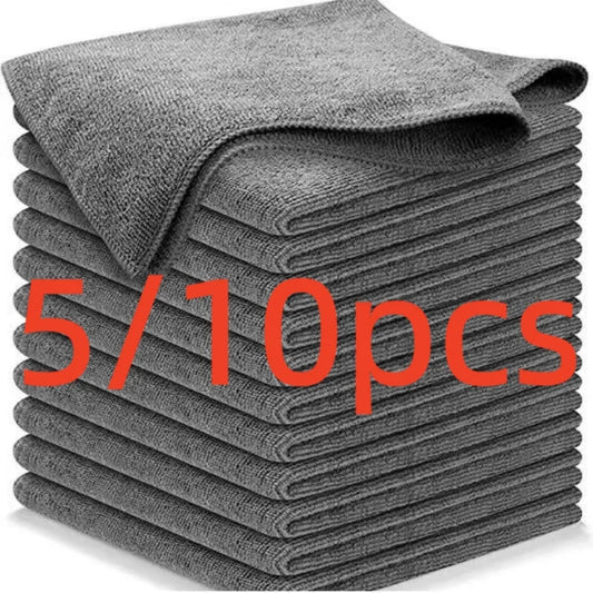 5/10pcs Kitchen Towel, Ultra-fine Fiber Light Gray Cleaning Cloth Set, Absorbent, Soft And Stain-removing Cloth Peaceful Pleasures Health and Wellness