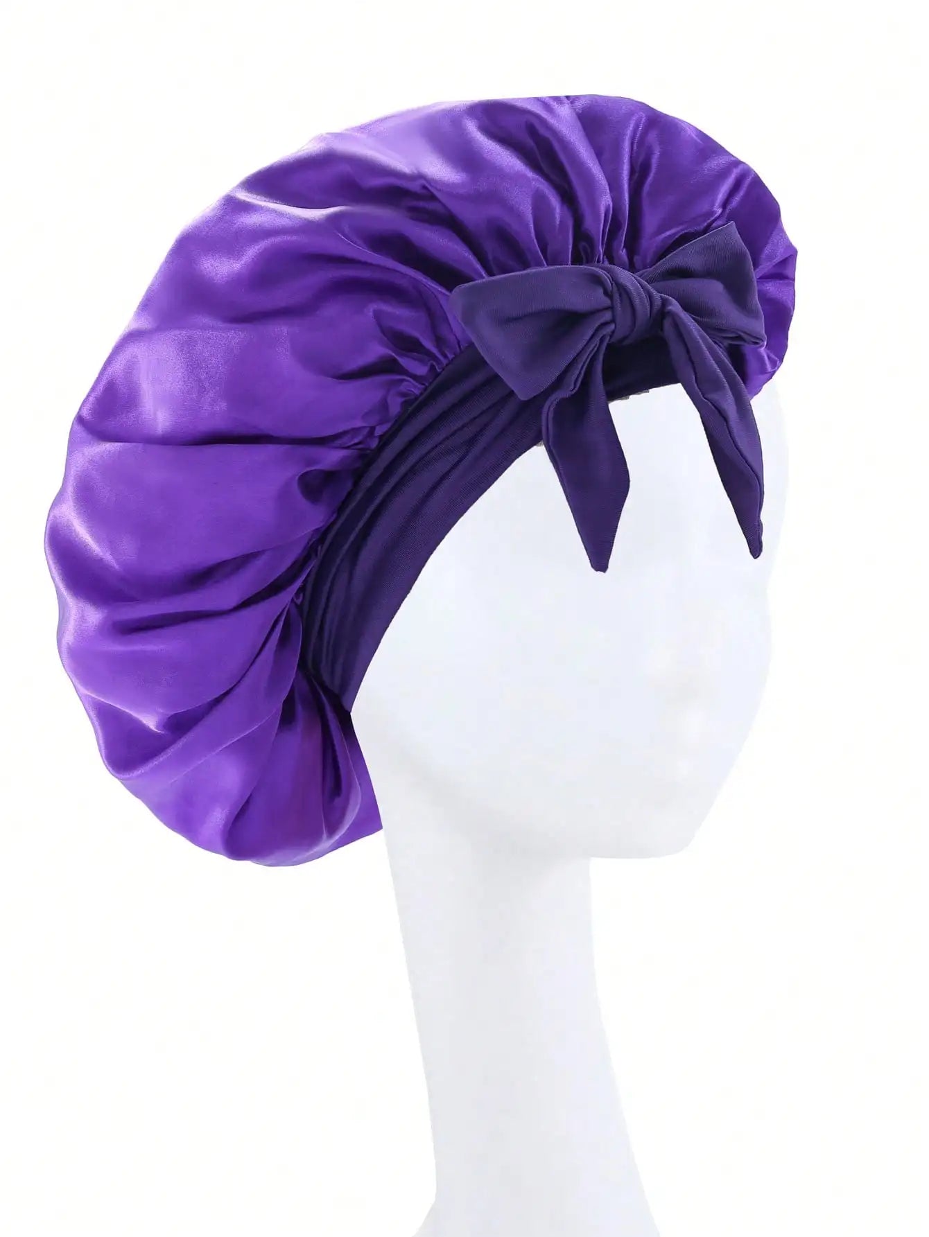 Adjustable Satin Sleep Bonnet with Tie Band – Women & Men
