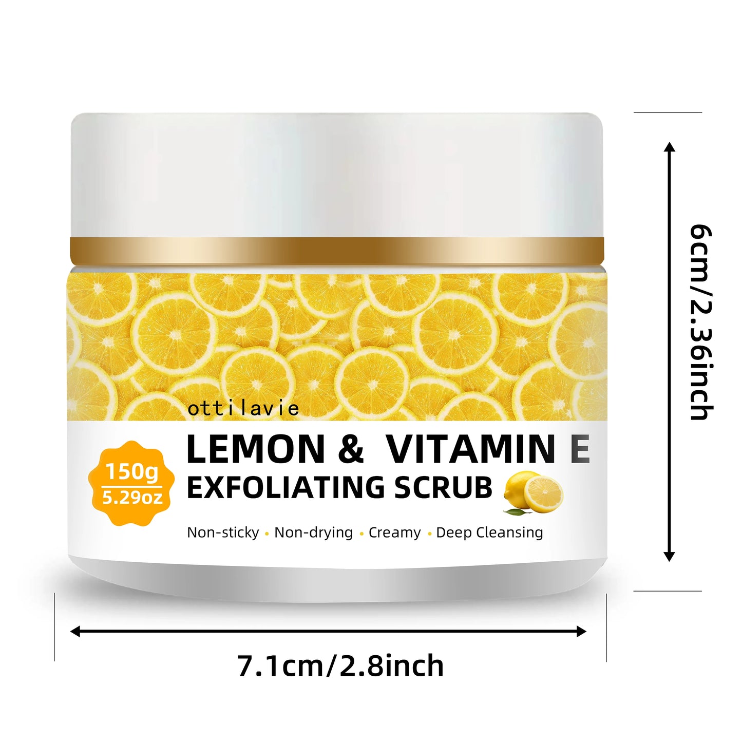 Ottilavie Lemon Vitamin E Scrub – Suitable for All Skin Types, Men & Women, Face, Neck & Body. Universal Physical Exfoliation Peaceful Pleasures Health and Wellness