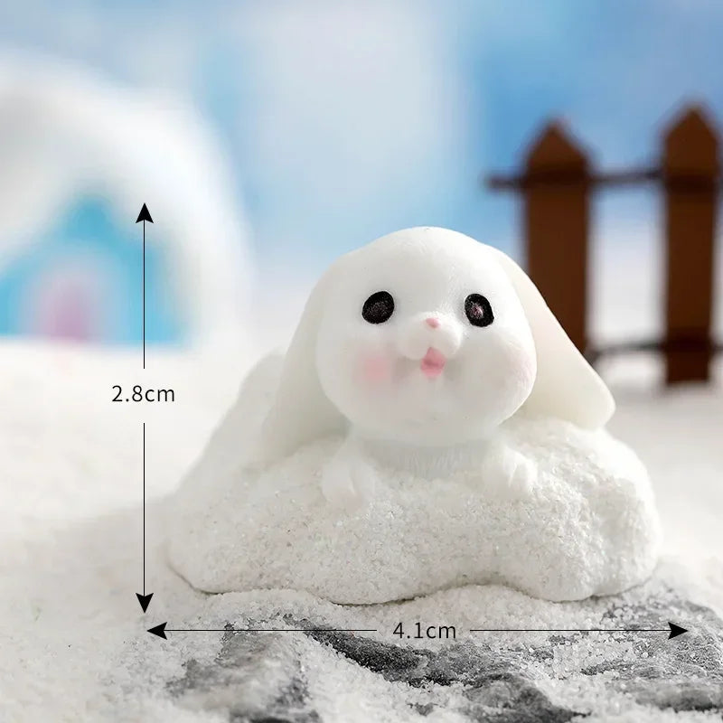 Figurines Christmas Rabbit Micro Landscape Snowman Bunny Ornament Desk Accessories For Home Decoration Kids Gifts Miniature Peaceful Pleasures Health and Wellness 18