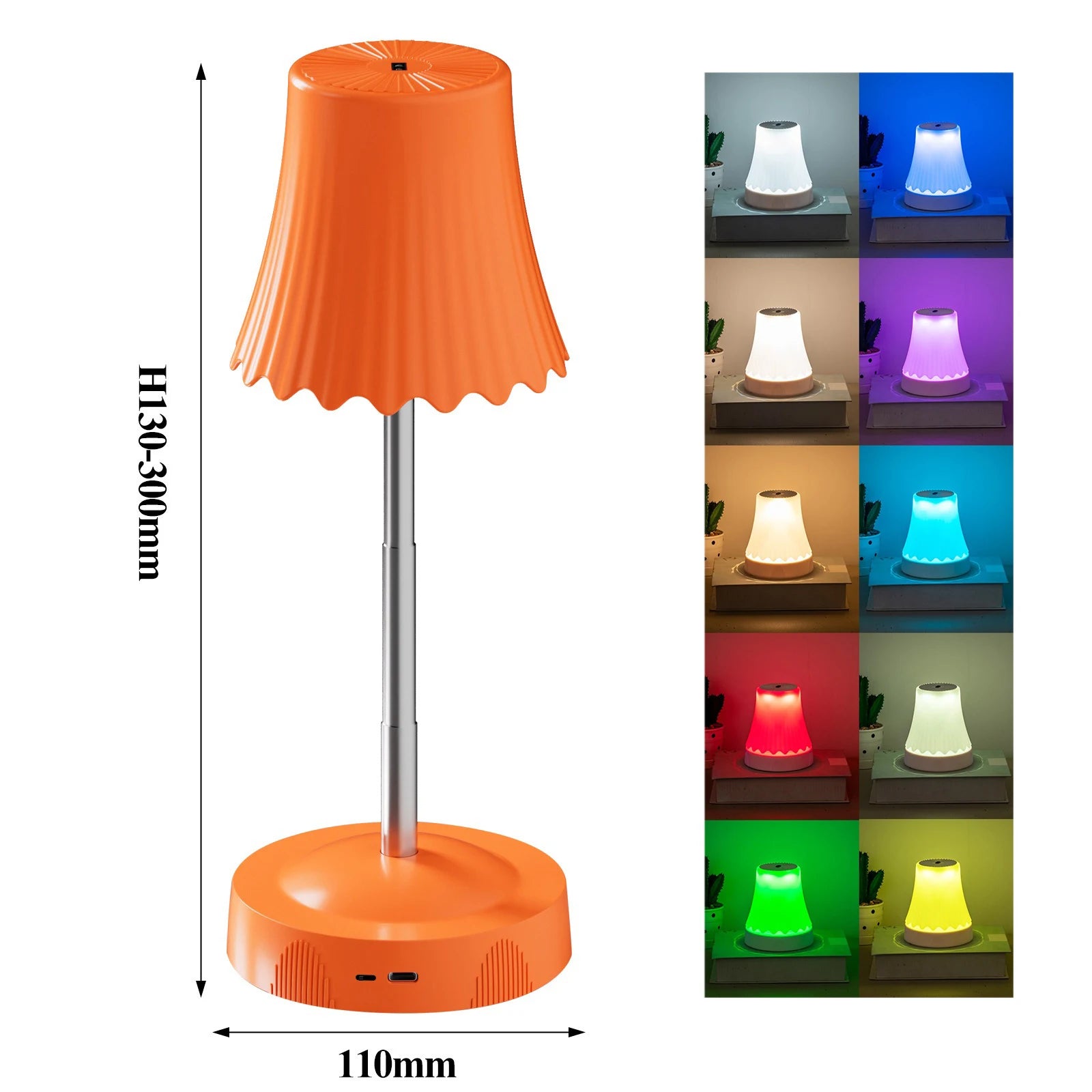 RGB LED Night Lamp Hand Gesture Sensor Creative Night Light Dorm Room Bedside Lamp USB Charging 2600mah Home Stretchable Decor Peaceful Pleasures Health and Wellness Orange USB Plug