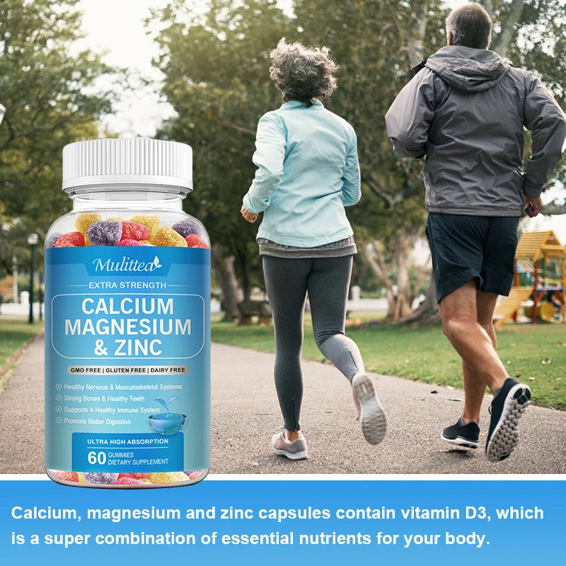 Calcium Magnesium Zinc + Vitamin D3 Gummies – Bones, Nerves & Immunity | 60 Count Peaceful Pleasures Health and Wellness