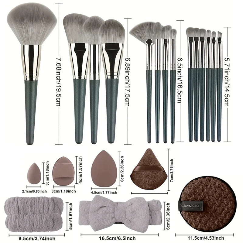 RUNTOIN 14pc & 34pc Professional Makeup Brush Set | Travel Kit