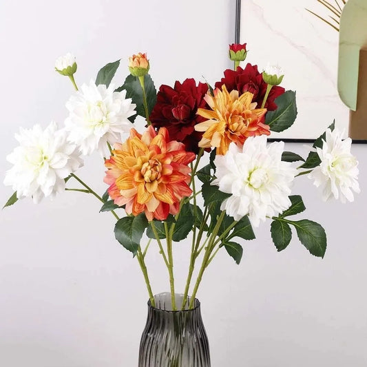 Realistic Artificial Dahlia Flower Branch 76cm | Faux Vase Decor Artificial Flower Branch Oasis Select