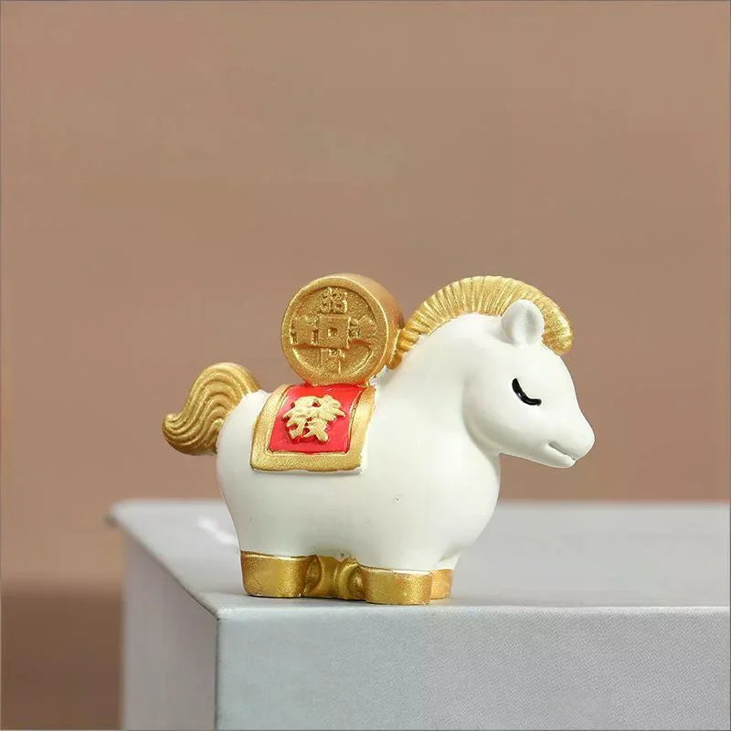 Red Resin Horse Figurine | Chinese Zodiac Good Luck Ornament