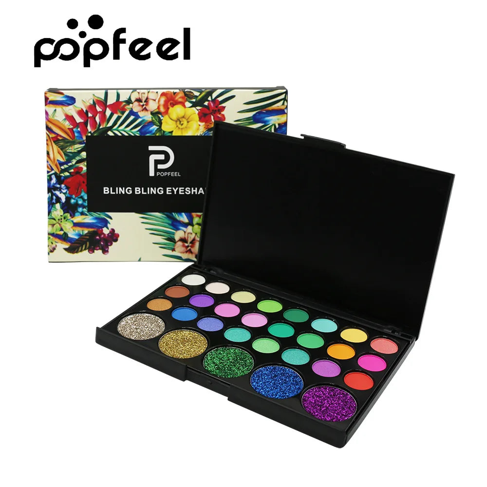 29-Color Eyeshadow Palette – Shimmer, Glitter & Matte Nudes