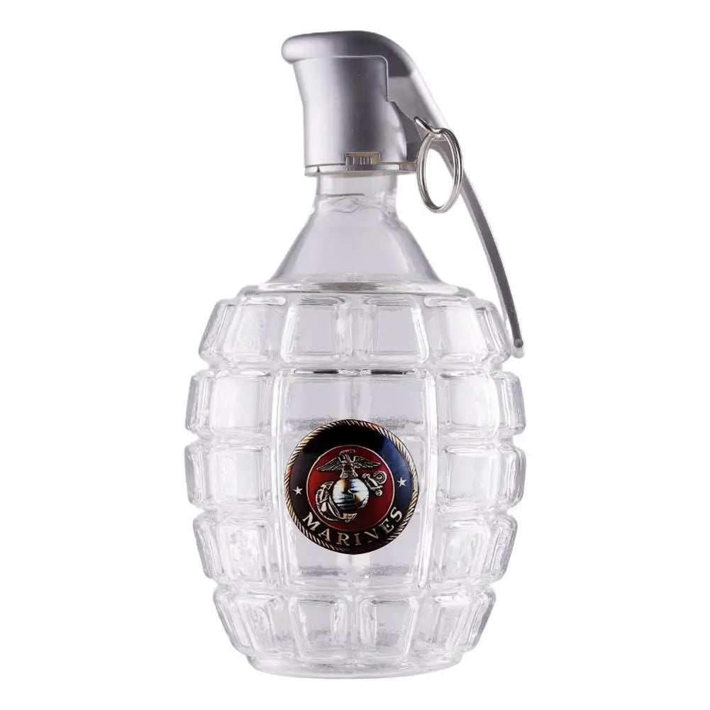 Military Hand Grenade Whiskey Bottle | Veteran Gift Glass Novelty Whiskey Bottle Peaceful Pleasures Health and Wellness Marines