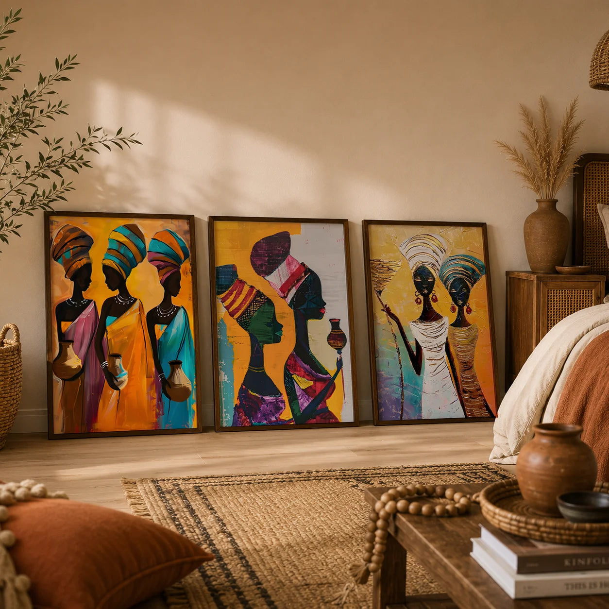 African Tribal Female Abstract Canvas Wall Art | Unframed Print Canvas Wall Art Peaceful Pleasures Health and Wellness