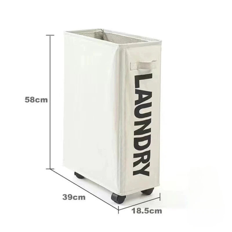 Large Foldable Laundry Basket with Wheels & Yoga Mat Storage