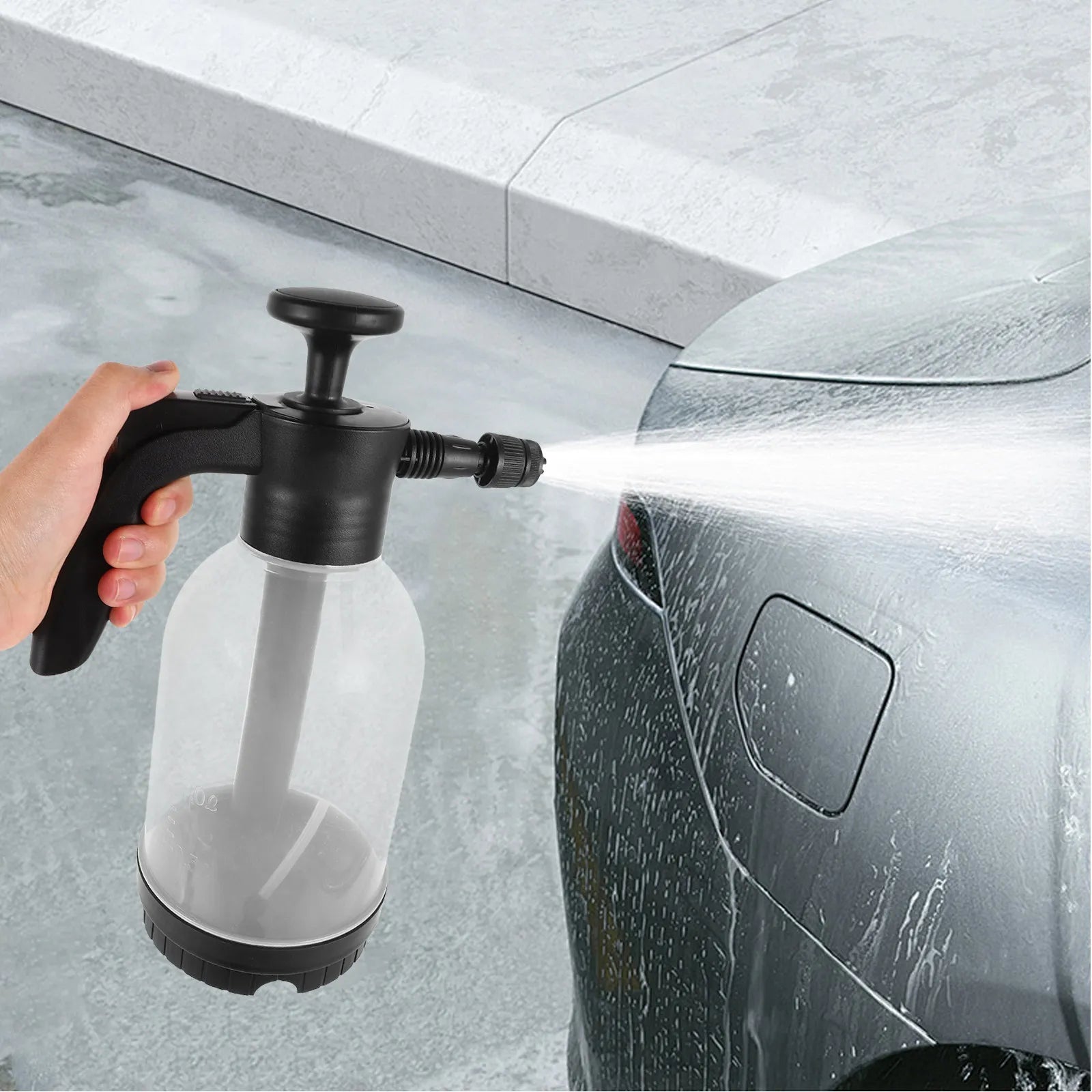 2L Foam Pump Sprayer Manual Pressure Hand Pump Foam Sprayer Car Washing Garden Use Portable Hand Washing Bottle High Pressure Peaceful Pleasures Health and Wellness