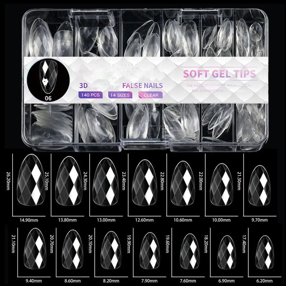3D Rhombus Facet Nail Extension Tips,Clear Full Cover False Nail Extension Mold For DIY Nail Art Salon Manicure UV Gel Nail Mold Peaceful Pleasures Health and Wellness F