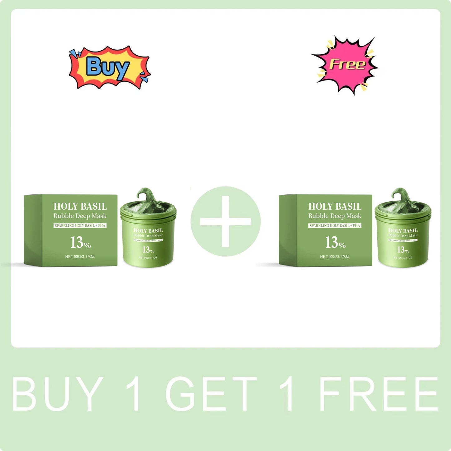 Holy Basil Bubble Mud Mask Gentle Cleaning Pore Blackheads Removal Acne Oil Control Exfoliating Hydrating Skin Rejuvenation Care Peaceful Pleasures Health and Wellness Buy 1 Get 1 Free