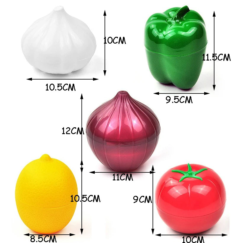 5pcs Food Savers Avocado Keepers Storage Container for Onion Lemon Pepper Tomato Garlic Creative Kitchen Refrigerator Gadget Peaceful Pleasures Health and Wellness