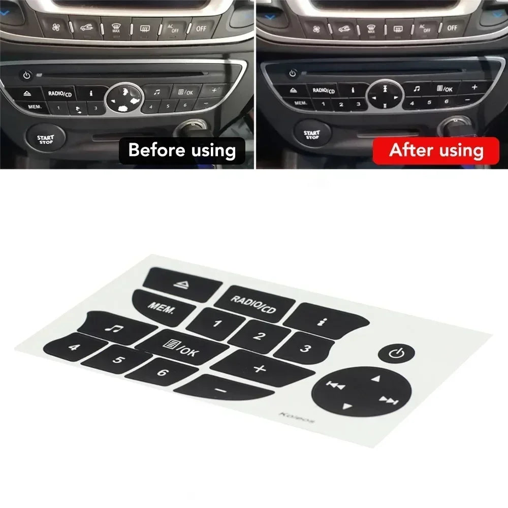 Car Button Repair Stickers CD Radio Audio Button Repair Decals Stickers for Twingo for Renault Clio and Megane Car Accessories Peaceful Pleasures Health and Wellness