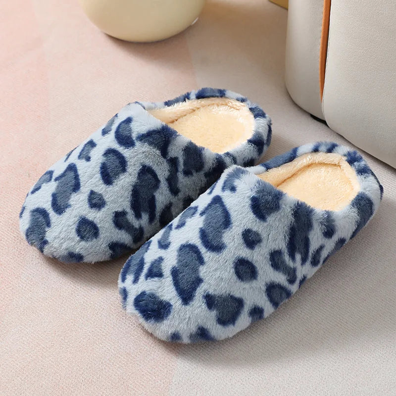 Leopard Fur Slippers | Memory Foam Non-Slip Warm Winter House Shoes