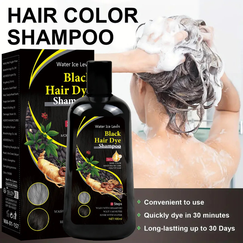 Black Hair Dye Shampoo 3-in-1 | Natural Herbal Formula 100ml