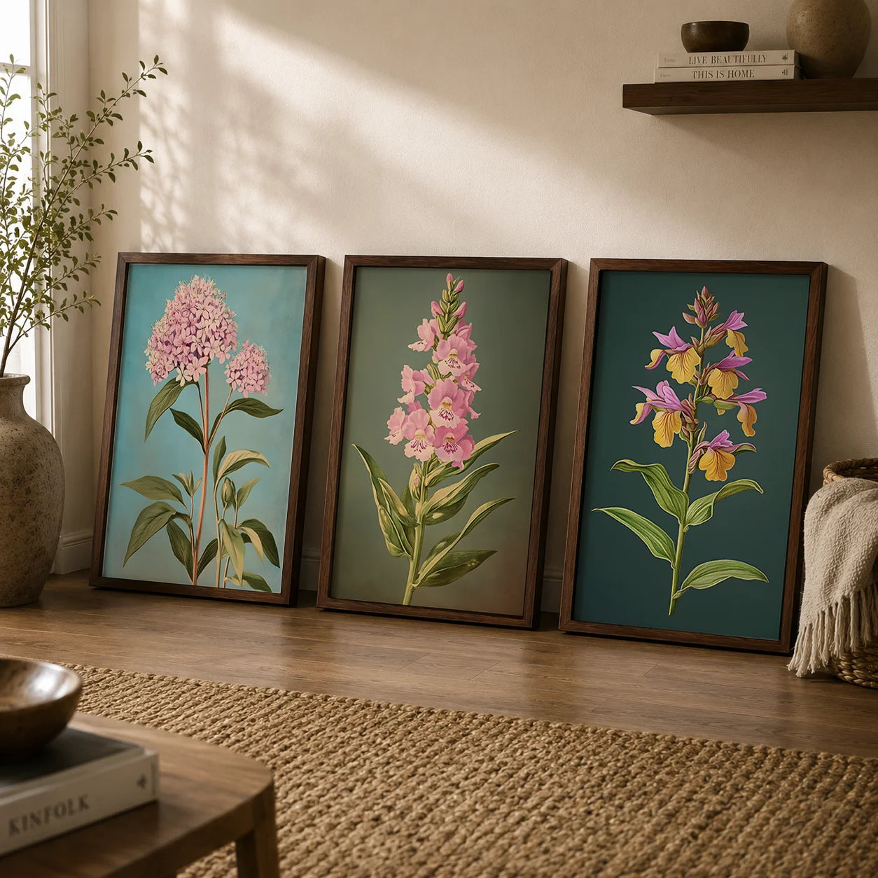 Vintage Botanical Floral Canvas Wall Art | Flower Poster Print Floral Canvas Wall Art Peaceful Pleasures Health and Wellness