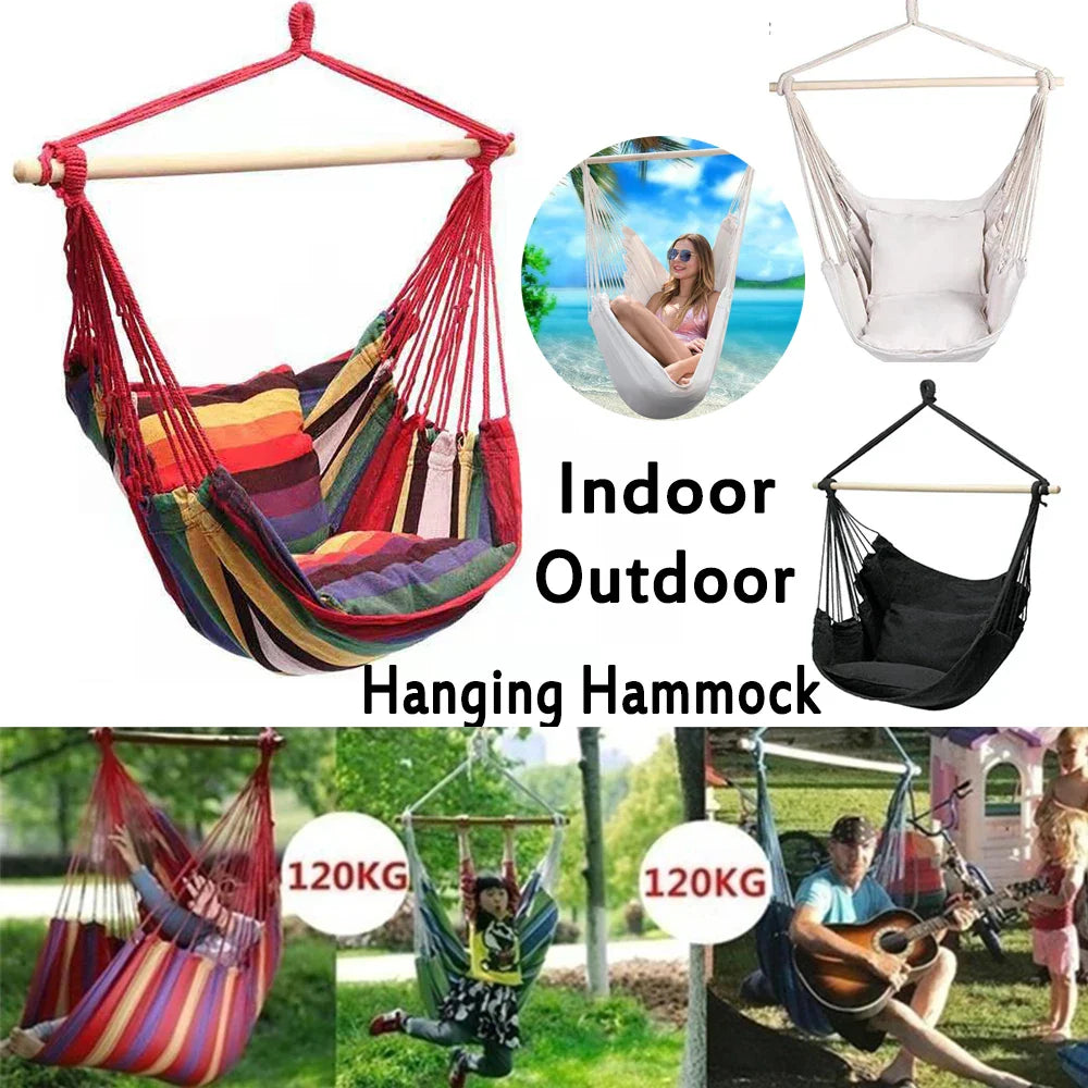 Hanging Hammock Swing Chair – 120KG Cotton Blend Indoor Outdoor