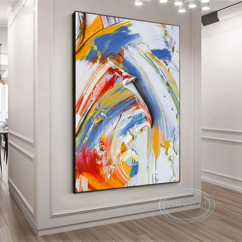 Canvas Wall Art Decoration Poster Handmade Oil Painting Abstract Thick Texture Acrylic Mural Living Room Porch Hotel Large Image Peaceful Pleasures Health and Wellness