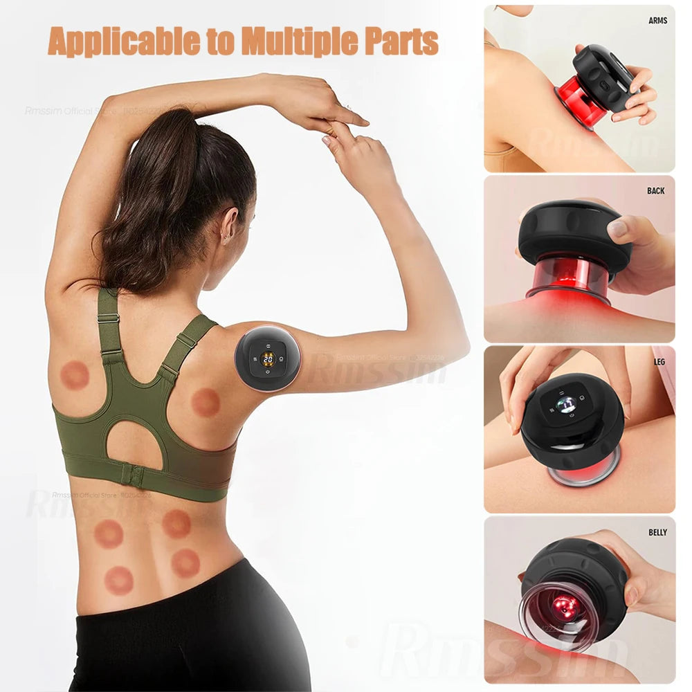 Smart Vacuum Cupper Body Cupping Scraping Massager Electric Heated Suction Cup Device Back Neck Arm Massager Relieve Fatigue Peaceful Pleasures Health and Wellness