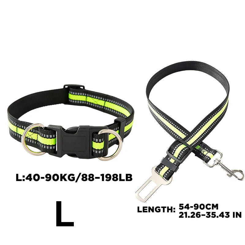 2-in-1 Car Seat Belt for Dogs, Headrest Dog Safety Harness & Leash - Adjustable Nylon Vehicle Pet Restraint, Tangle-Free Travel Peaceful Pleasures Health and Wellness L-Green