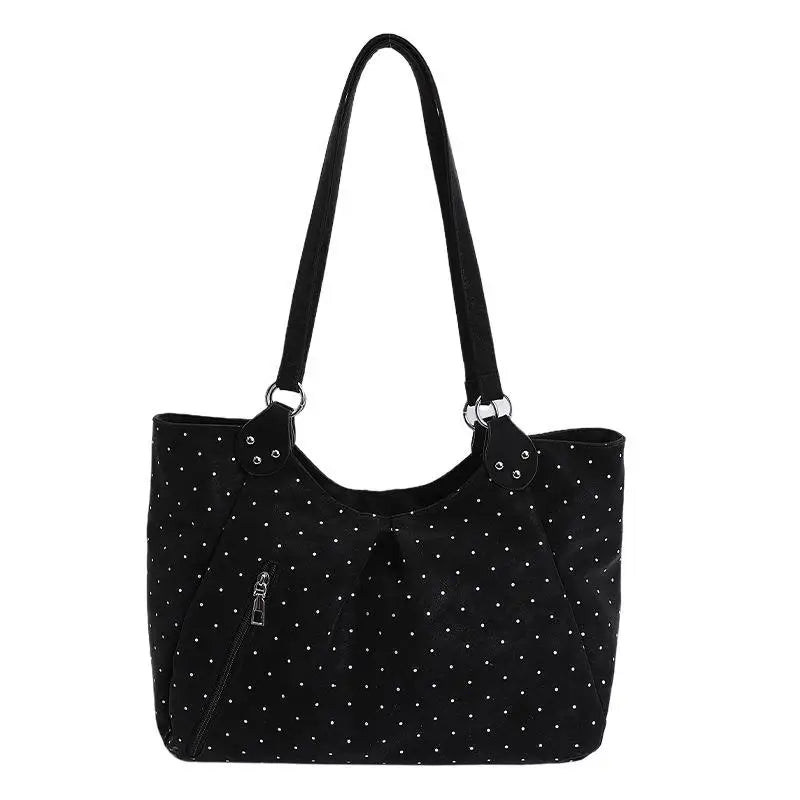 Vintage PU Polka Dot Tote Bag – Large Women's Shoulder Bag