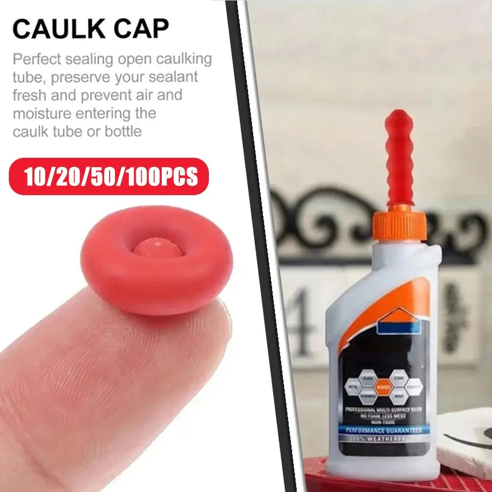 10pcs Caulking Gun Nozzles Cap Red Caulk Saving Caulk Saver Tube Covers for Sealing Preserving Finishing Construction Tools ﻿ Peaceful Pleasures Health and Wellness