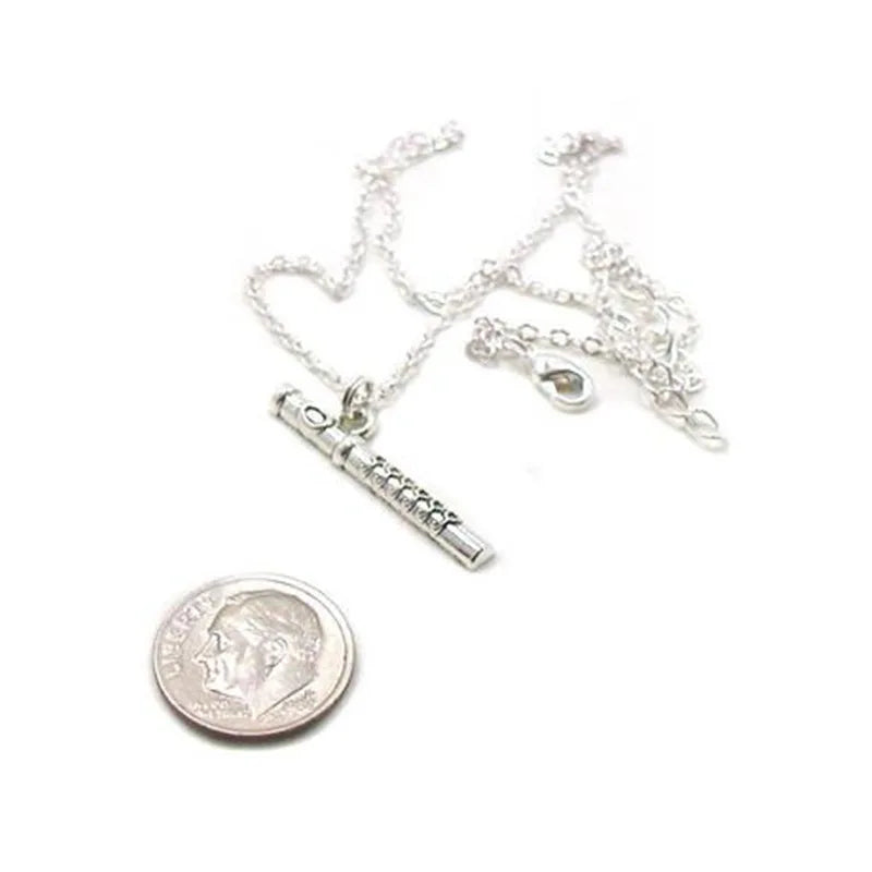 Flute Necklace Charm Music Teacher Pendant Musical Instrument Band