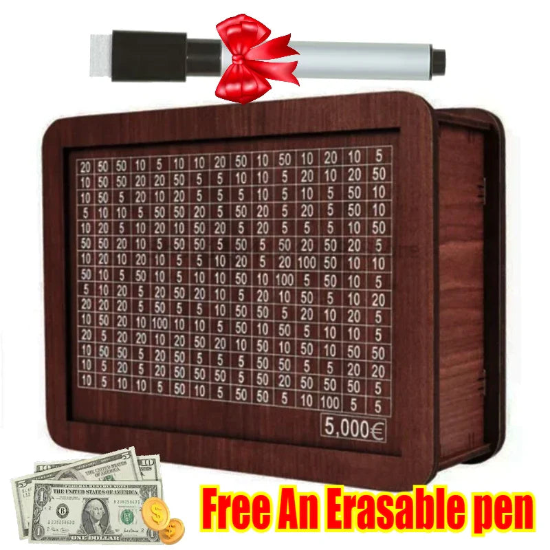 Wooden Money Saving Challenge Box – 1000 to 10000 Piggy Bank