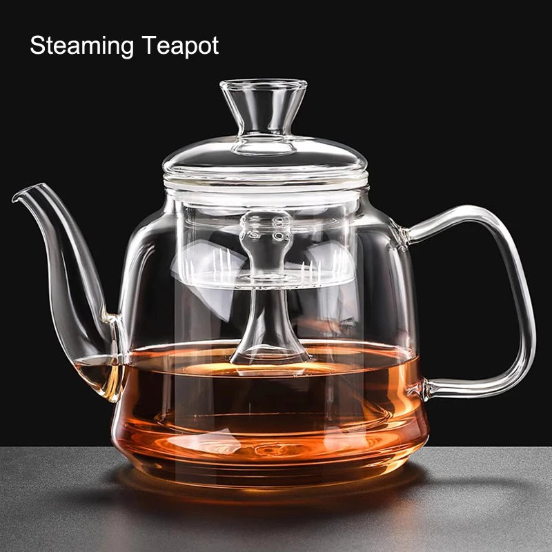 HMLOVE Heat Resistant Glass Teapot Steamed Boiling Kettle Tea Infuser