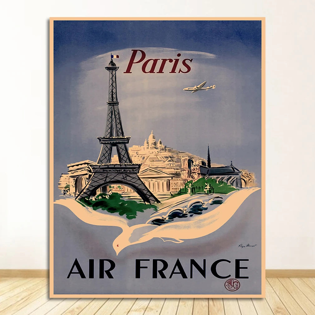 Paris France Vintage Canvas Wall Art Poster | Unframed Print Canvas Wall Poster Peaceful Pleasures Health and Wellness 1769-01 50x70cm Unframed