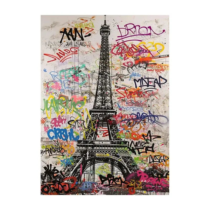 Abstract Graffiti Canvas Wall Art | Colorful Surreal Print