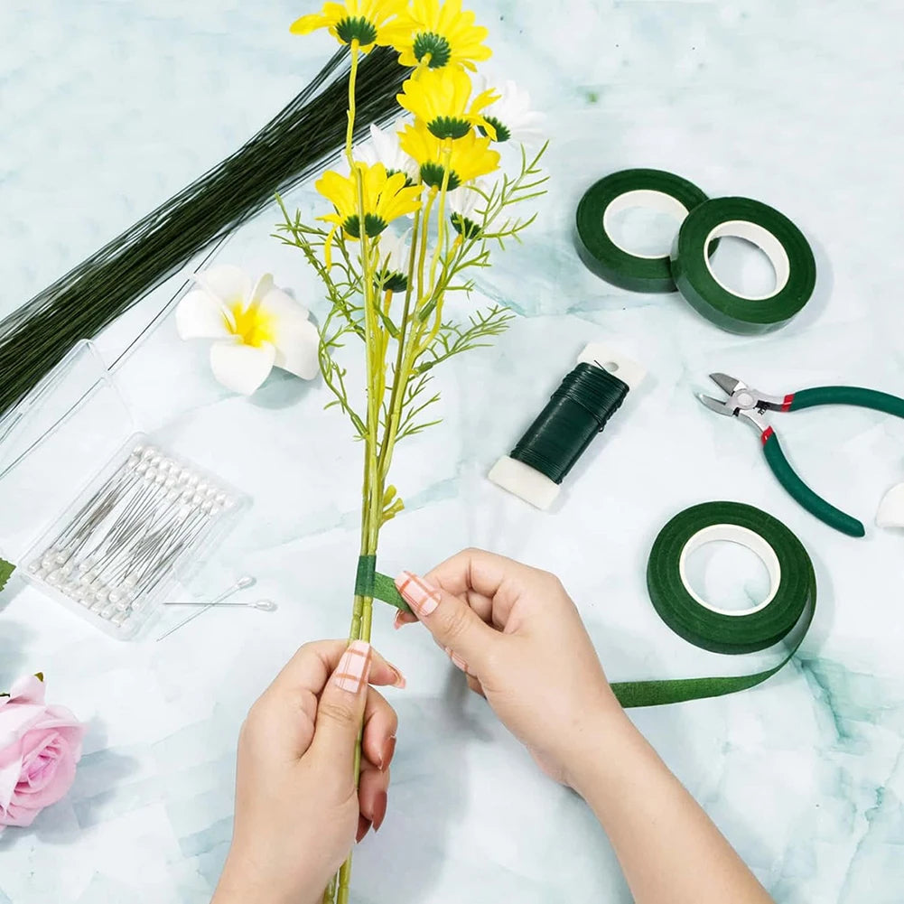Wide Floral Tapes For Bouquet Dark Green Bouquet Stem Wrap Tape For Florist Waterproof Boutineer Tape For Flower Stem Wrap Craft Peaceful Pleasures Health and Wellness