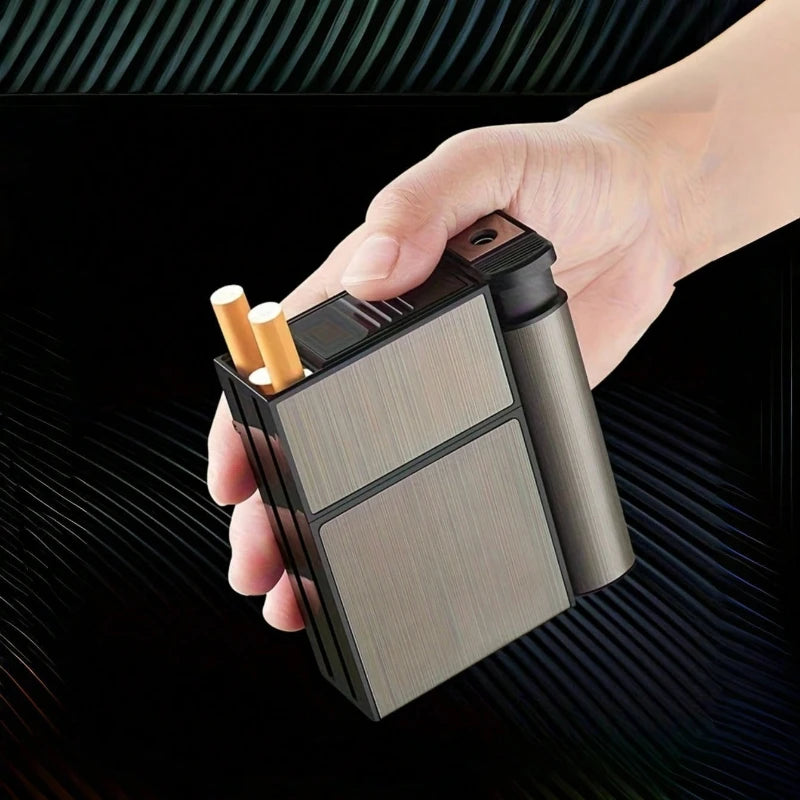 20PCS Capacity Metal Cigarette Case for 84mm Size with Lighter Case, Creative Cigarette Box Case Anti Pressure Moisture-proof Peaceful Pleasures Health and Wellness