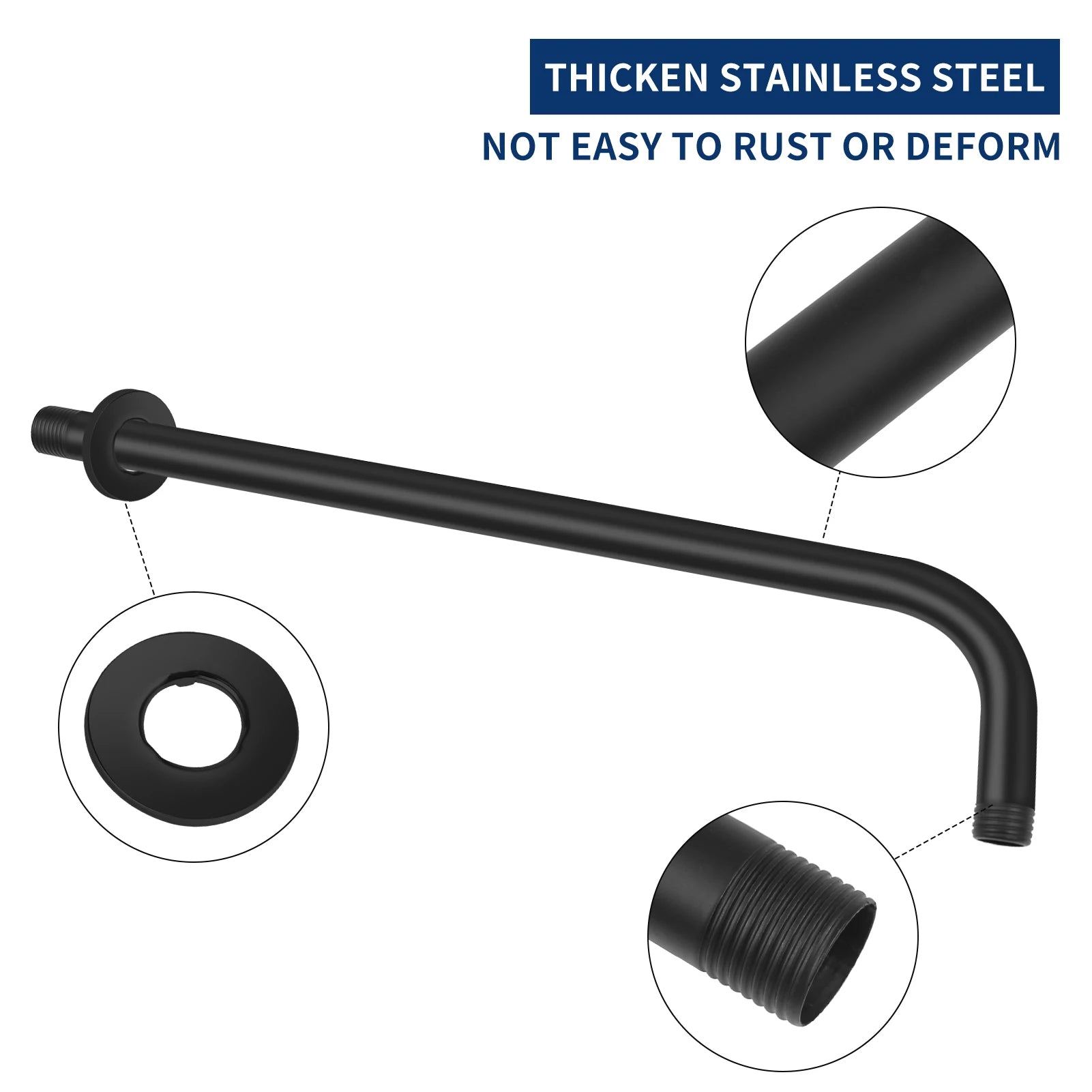 30/40cm Shower Head Extension Arm Wall Mounted Stainless Steel Rainfall Extend Pipe Tube Shower Holder Base Bathroom Accessories Peaceful Pleasures Health and Wellness