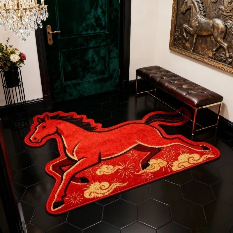 2026 Year of the Horse Crystal Velvet Rug – Stain Resistant