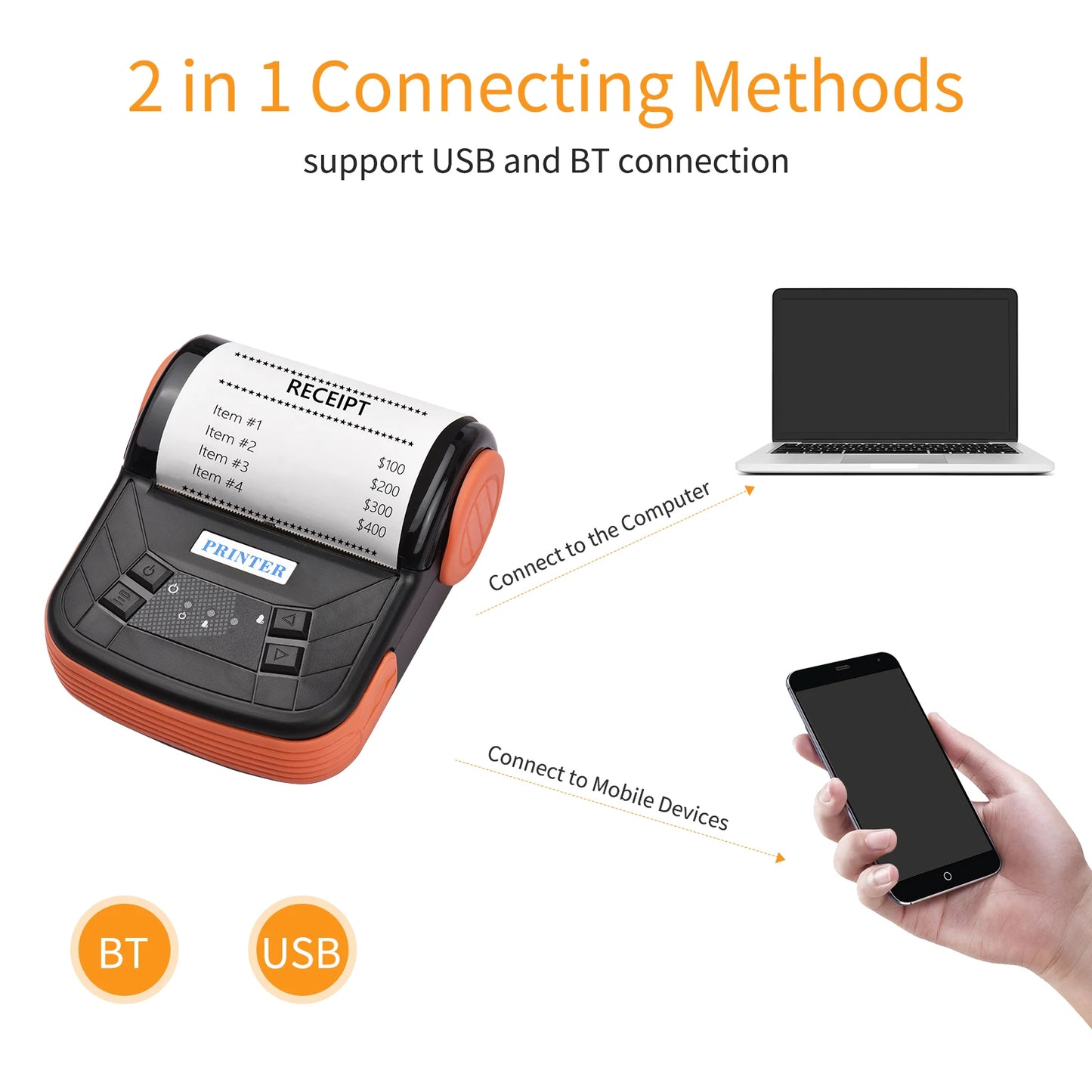 Portable 80mm Bluetooth Thermal Receipt Printer | ESC/POS