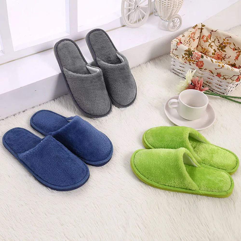 Men's Warm Plush Indoor Slippers – Non-Slip Soft House Shoes